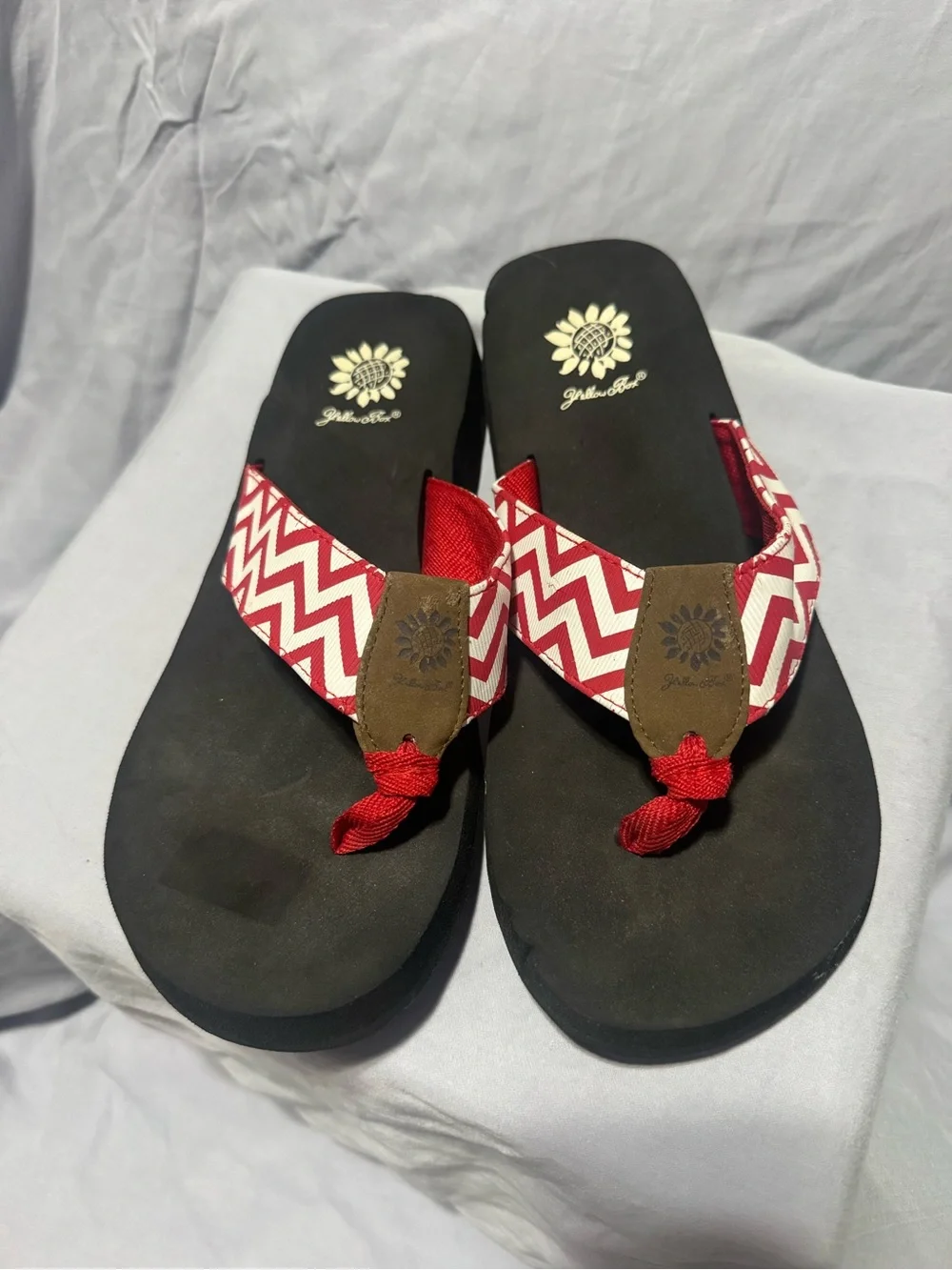 Women’s Yellow Box flip flops size 9